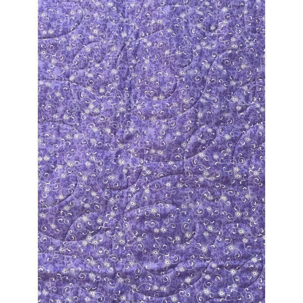 New Handmade Patchwork Baby Girl Lap Quilt Hearts Swirls Purple Red Floral 61x44